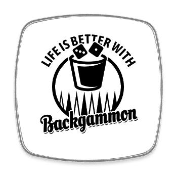 Backgammon | Jeu de société | Don - Magnet carré - blanc - Devant
