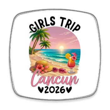 Girls Trip Cancun 2026 - Viereckiger Kühlschrankmagnet - Weiß - Vorne
