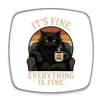Alles ist Fein: Kater Kaffee - Viereckiger Kühlschrankmagnet - Weiß - Vorne