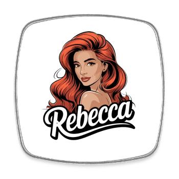  Rebecca Rote Haare Retro Pinup Name Rebecca - Viereckiger Kühlschrankmagnet - Weiß - Vorne