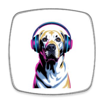Labrador with headphones - Square fridge magnet - white - Front