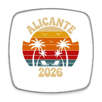 Alicante Sunset 2026 Beach Vibes - Viereckiger Kühlschrankmagnet - Weiß - Vorne