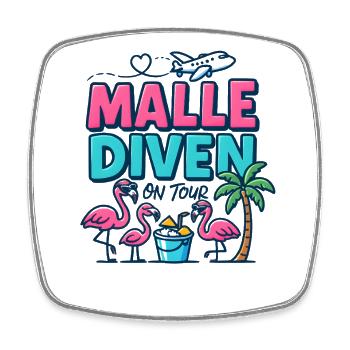 Malle Divas On Tour Women's Flamingo Mallorca Party - Square fridge magnet - white - Front