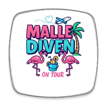 Malle Diven On Tour Damen Flamingo Mallorca Party - Viereckiger Kühlschrankmagnet - Weiß - Vorne