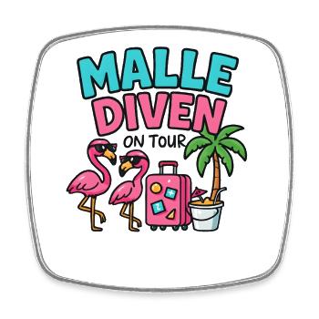 Malle Divas On Tour Women's Flamingo Mallorca Party - Square fridge magnet - white - Front