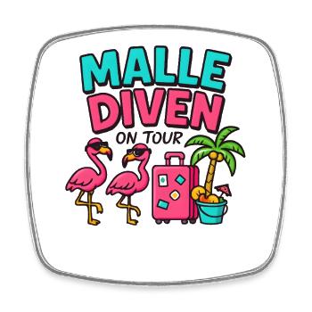 Malle Divas On Tour Women's Flamingo Mallorca Party - Square fridge magnet - white - Front
