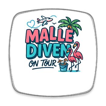 Malle Divas On Tour Women's Flamingo Mallorca Party - Square fridge magnet - white - Front