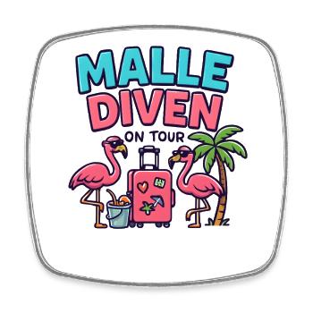 Malle Divas en tournée Fête féminine Flamingo à Majorque - Magnet carré - blanc - Devant