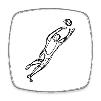 Sketch de football des gardiens de but - Magnet carré - blanc - Devant