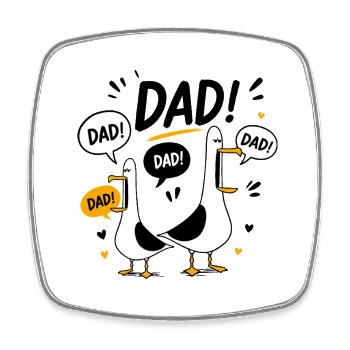 Lustige Möwe Papa Vatertag Papa Möwen - Viereckiger Kühlschrankmagnet - Weiß - Vorne