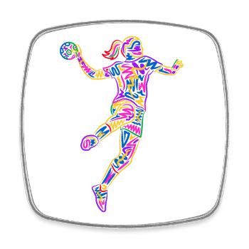 Handball Women Handball Player Colorful Handball Player - Square fridge magnet - white - Front