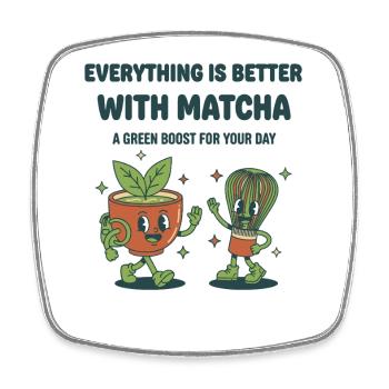 Alles ist besser mit Matcha Green Boost für - Viereckiger Kühlschrankmagnet - Weiß - Vorne