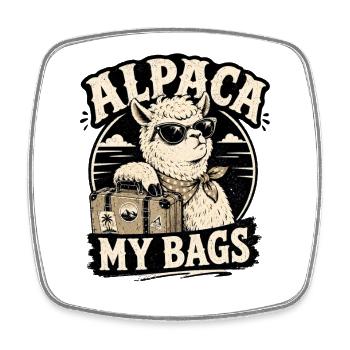 Alpaca My Bags - Viereckiger Kühlschrankmagnet - Weiß - Vorne