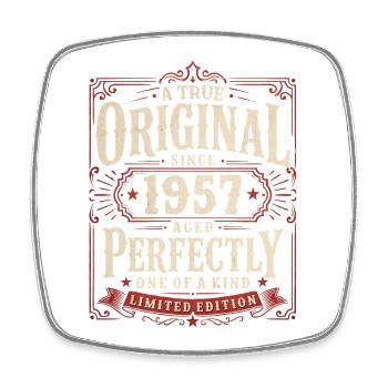 Cadeau du 69e anniversaire Millésime original 1957 - Magnet carré - blanc - Devant