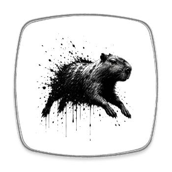 Capybara Splatter Illustration - Square fridge magnet - white - Front