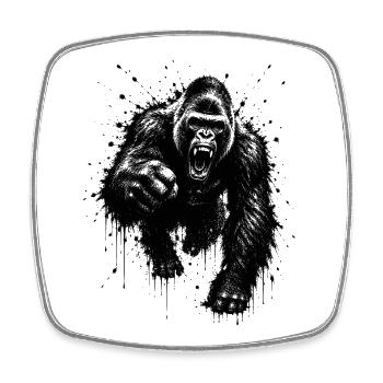 Dunkler Gorilla Sprühdruck - Viereckiger Kühlschrankmagnet - Weiß - Vorne