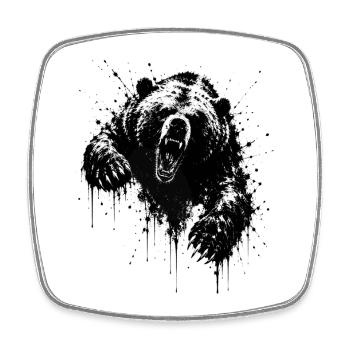 Dark Bear Spritz Graffiti - Square fridge magnet - white - Front