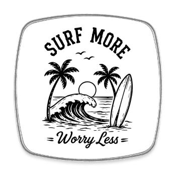 Surf More Worry Less Sommer Urlaub Wellen - Viereckiger Kühlschrankmagnet - Weiß - Vorne