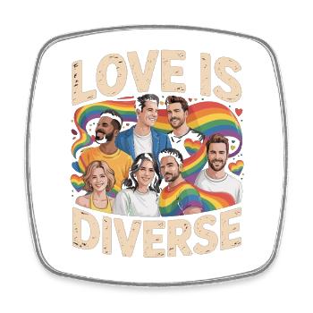 Love Is Diverse Pride Regenbogen - Viereckiger Kühlschrankmagnet - Weiß - Vorne