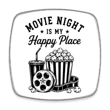 La soirée cinéma est mon Happy Place Kino Film Popcorn - Magnet carré - blanc - Devant