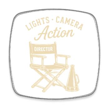 Lights Camera Action Regisseur Regie Kino Film - Viereckiger Kühlschrankmagnet - Weiß - Vorne