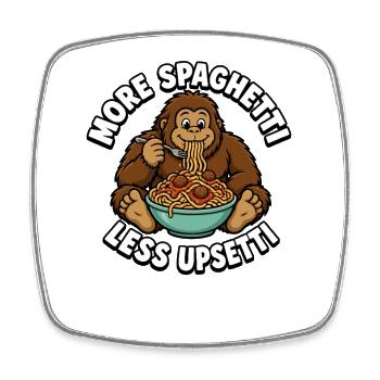 More spaghetti, less hassle, Bigfoot children's splits - Square fridge magnet - white - Front