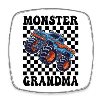 Monster Truck Blue Flames - Square fridge magnet - white - Front