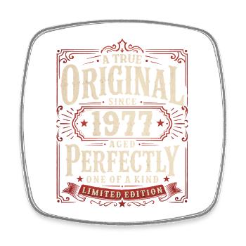 Cadeau d’anniversaire pour 49 ans Millésime original 1977 - Magnet carré - blanc - Devant