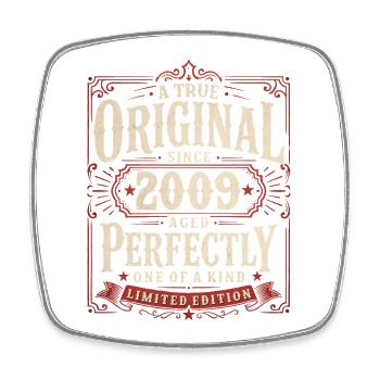 17. Geburtstag Geschenk Original Jahrgang 2009 - Viereckiger Kühlschrankmagnet - Weiß - Vorne