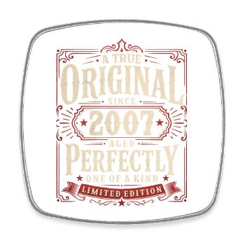  19. Geburtstag Geschenk Original Jahrgang 2007 - Viereckiger Kühlschrankmagnet - Weiß - Vorne