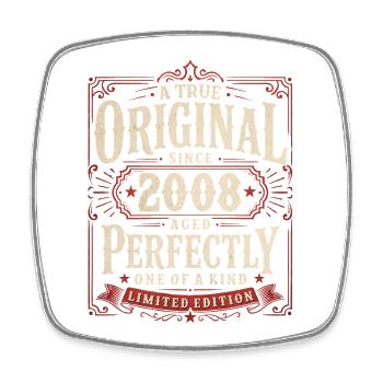 18th Birthday Gift Original Vintage 2008 - Square fridge magnet - white - Front