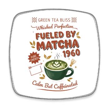 Fueled By Matcha 1960 Green Tea Matcha Lover - Square fridge magnet - white - Front
