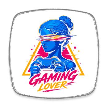 Gaming Lover Girl Retro - Square fridge magnet - white - Front