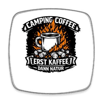 Kaffee Erst Natur Camping Motiv - Viereckiger Kühlschrankmagnet - Weiß - Vorne