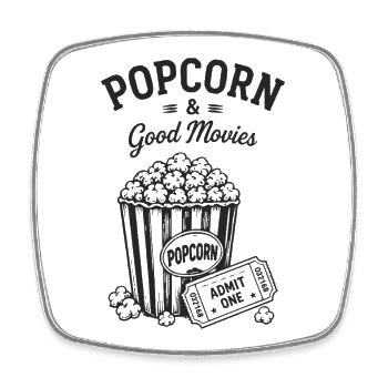 Popcorn and Good Movies Kino Film Ticket - Viereckiger Kühlschrankmagnet - Weiß - Vorne
