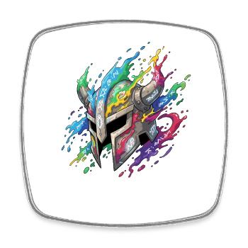 Rune Helmet in Rainbow Fire - Square fridge magnet - white - Front