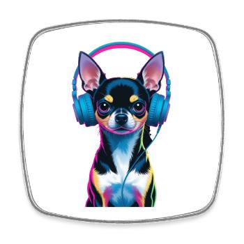 Casques Chihuahua - Magnet carré - blanc - Devant
