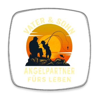 Vater & Sohn Angelpartner fürs Leben Angeln - Viereckiger Kühlschrankmagnet - Weiß - Vorne