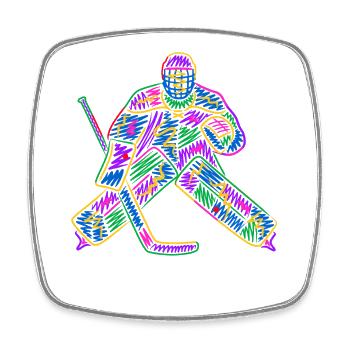 Eishockey Torwart Kinder Bunter Eishockeyspieler - Viereckiger Kühlschrankmagnet - Weiß - Vorne