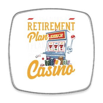 Machine à sous de casino pensions retraite - Magnet carré - blanc - Devant