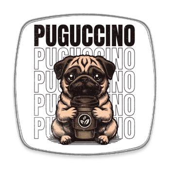Puguccino Pug Kaffee & Coffee Vibes - Magnet carré - blanc - Devant