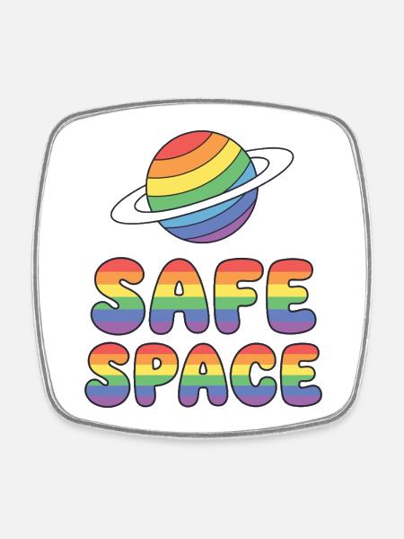 LBGTQIA+ Safe Space Pride Month Aufkleber – Safe Spa - Viereckiger Kühlschrankmagnet - Weiß