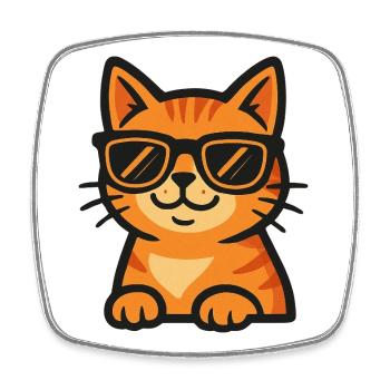 Cat in Sunglasses - Square fridge magnet - white - Front