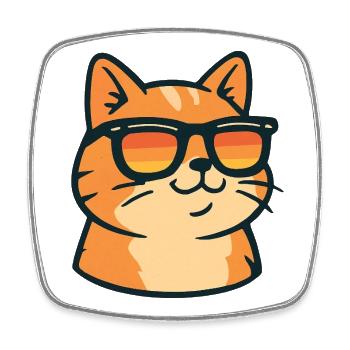 Cat in retro sunglasses - Square fridge magnet - white - Front