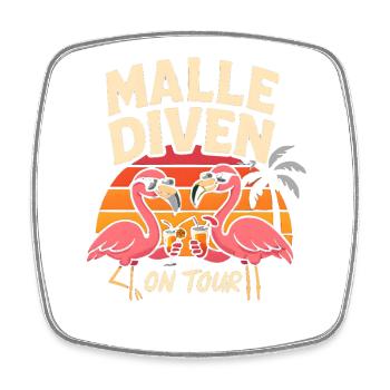 Malle Divas en tournée Fête féminine Flamingo à Majorque - Magnet carré - blanc - Devant