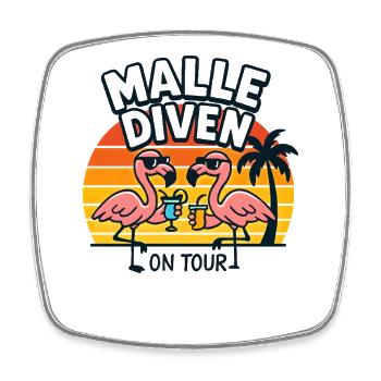 Malle Diven On Tour Damen Flamingo Mallorca Party - Viereckiger Kühlschrankmagnet - Weiß - Vorne