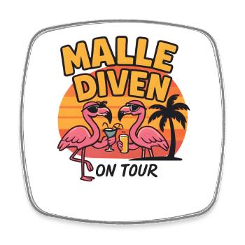 Malle Divas On Tour Women's Flamingo Mallorca Party - Square fridge magnet - white - Front