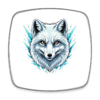 Eiswolfkopf mit Frostakzenten - Square fridge magnet - white - Front