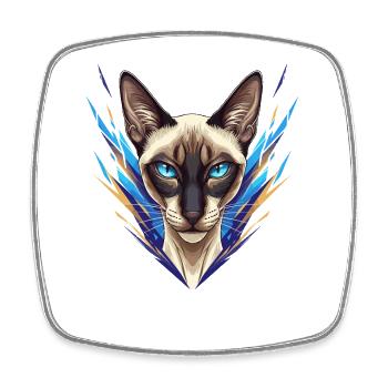 Siamese Cat Neon Style - Square fridge magnet - white - Front