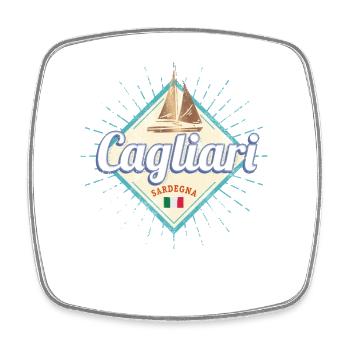 Cagliari in Sardinien Italien mit Segelschiff - Viereckiger Kühlschrankmagnet - Weiß - Vorne